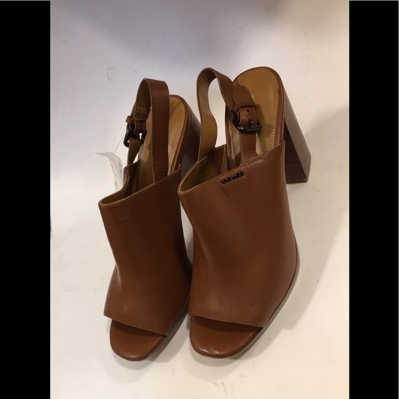 NWT Coach | Brown Brady Open Toe Sling Mule Heels - Picture 8 of 15
